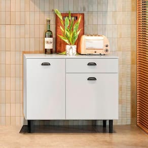 Balcão Nici Com 02 Portas E 01 Gaveta Branco Branco