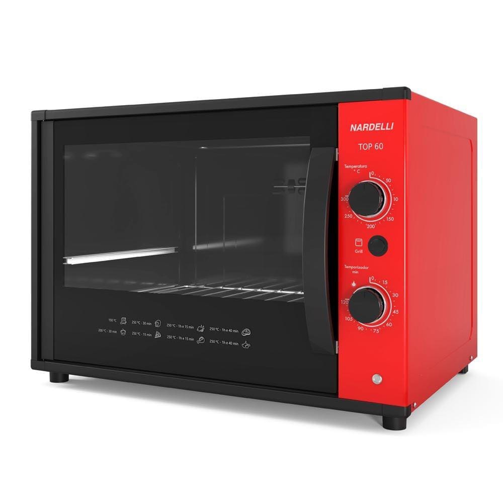 Forno Elétrico Nardelli 60 Litros Vermelho TOP60 Red - 220 Volts