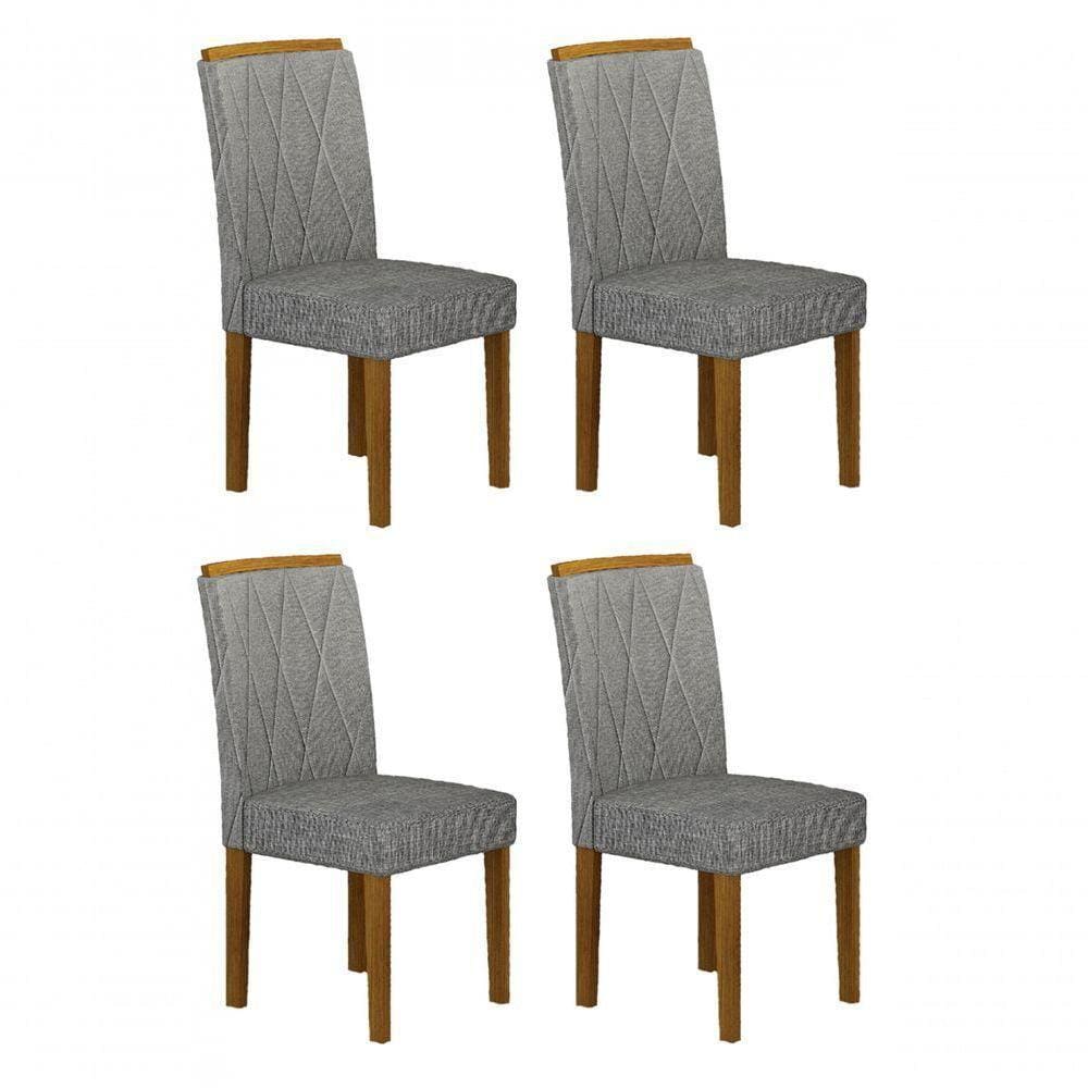 Kit 04 Cadeiras Sala De Jantar Mdf Freijó,linho Cinza