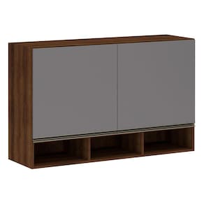 Armário Para Cozinha 120 Cm 2 Portas Dourado Com Cinza Puro