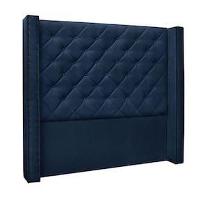 Cabeceira Queen Size 1,84m Loewe Suede Azul Marinho