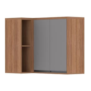 Armário Aéreo Canto 95 Cm 2 Portas 1 Prateleira Vanilla Com Cinza