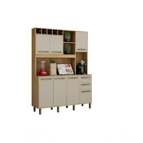 Armário De Cozinha 7 Portas 2 Gavetas Cinamomo/Off White