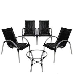 4 Cadeiras Mesa De Centro Garden Em E Alumínio Preta