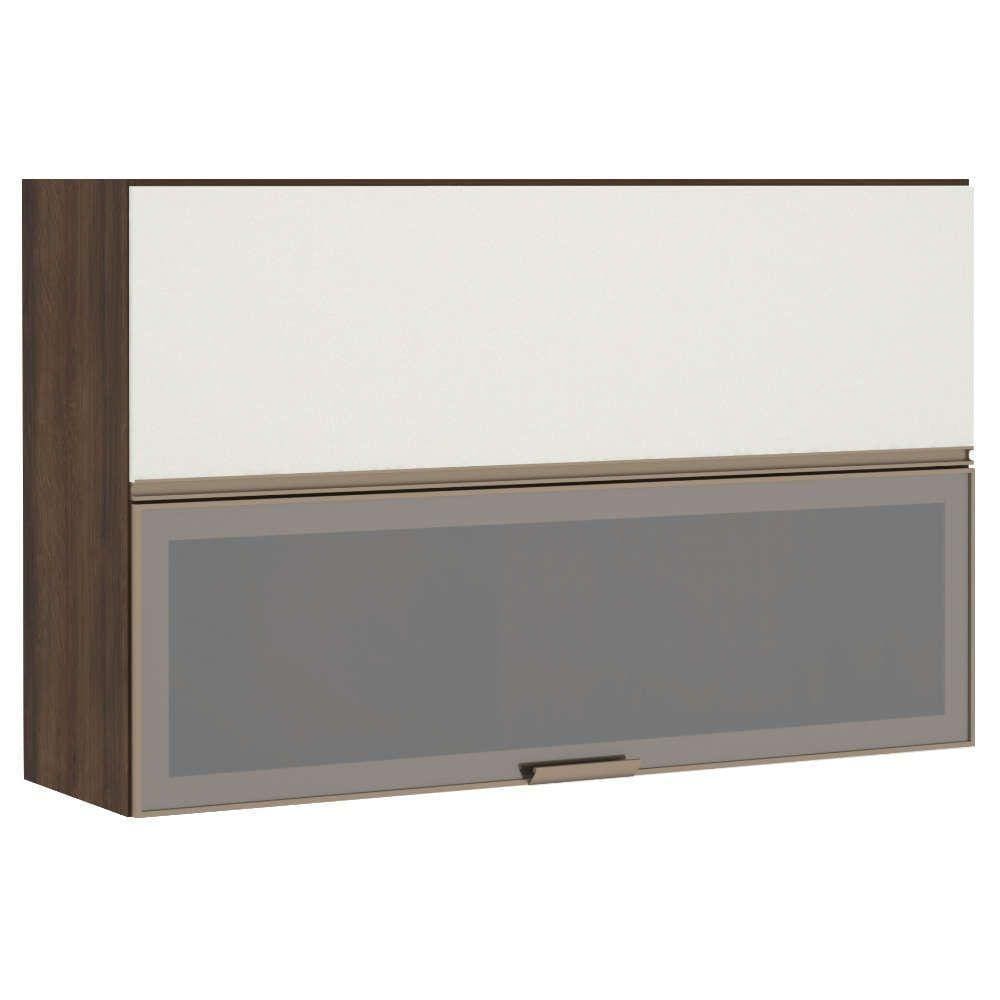 Armário Aéreo 120cm 2 Portas Prata Dourado Com Kashmir