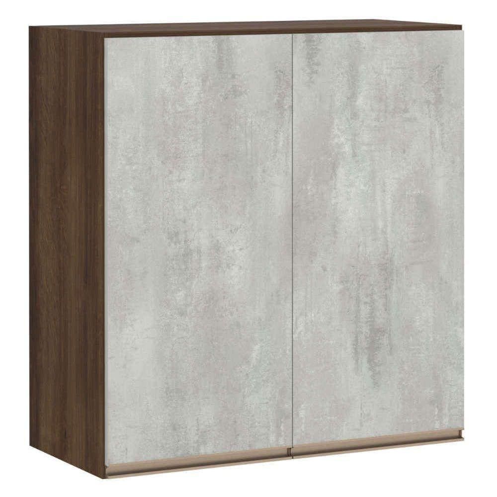 Armário Para Cozinha 70 Cm 2 Portas Dourado Com Concreto