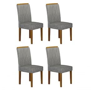 Kit 04 Cadeiras Sala De Jantar Mdf Freijó,linho Cinza