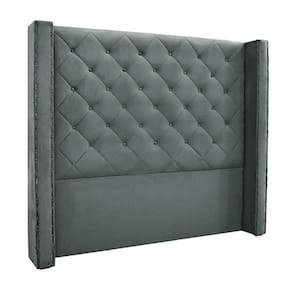 Cabeceira Queen Size 1,84m Loewe Veludo Cinza - Gran Belo