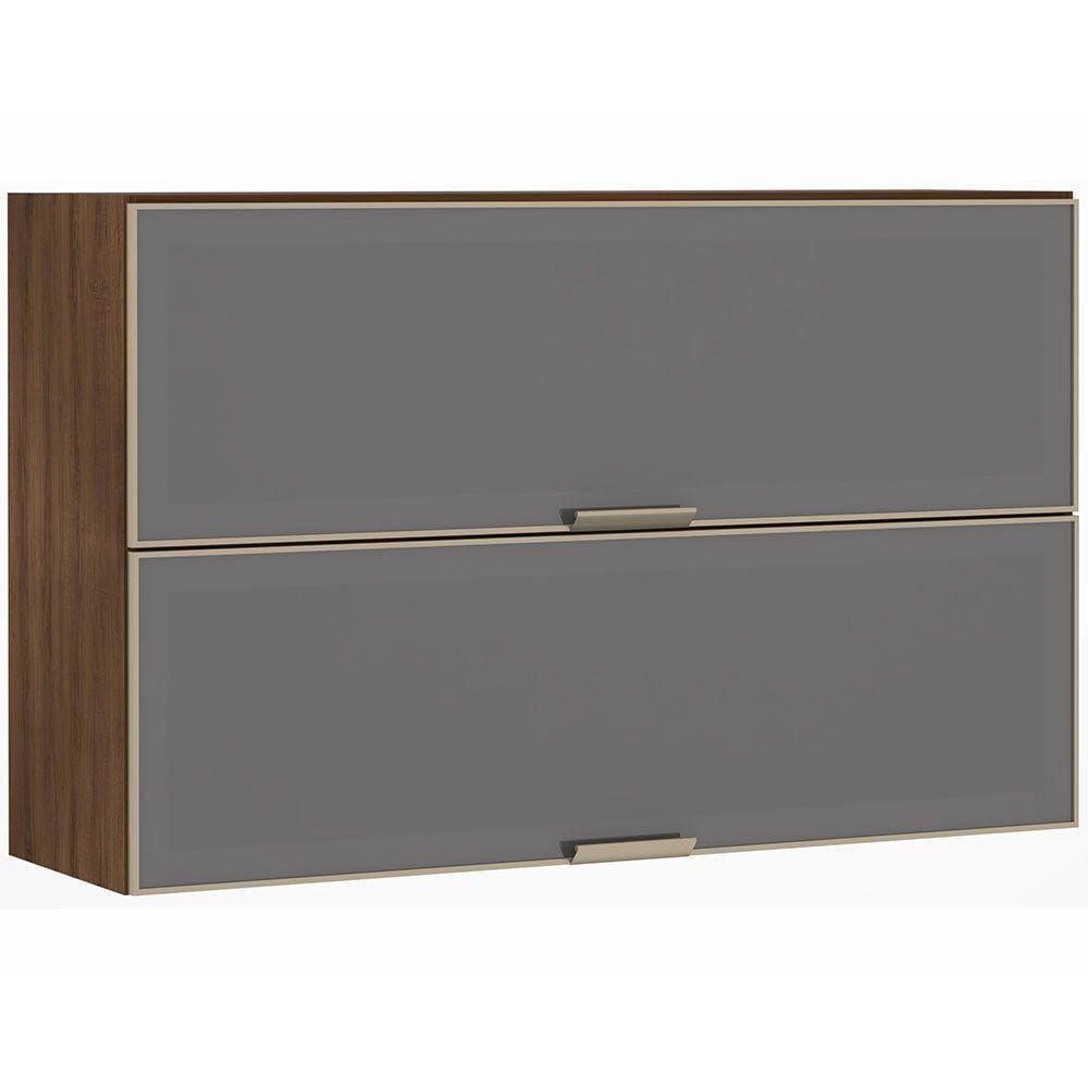 Armário Aéreo 120cm 2 Portas Inox Com Prata Dourado