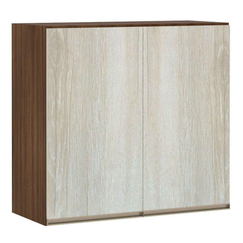 Armário Para Cozinha 80 Cm 2 Portas Dourado Com Crema