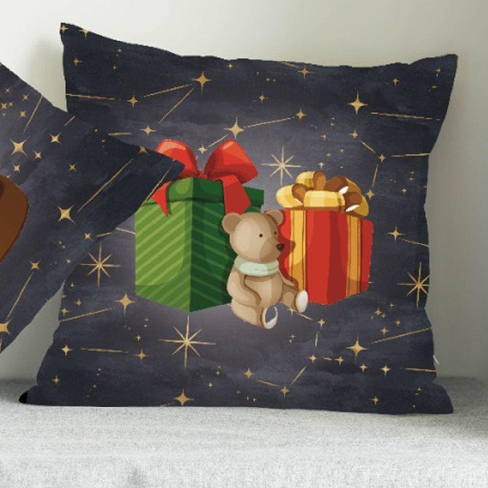 Capa Para Almofada Hajato Flanela Natal Luz 40Cmx40Cm Cinza