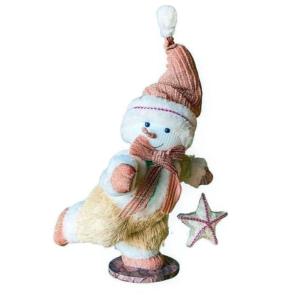 Enfeite de Natal Boneco de Neve Ski c/Estrela 26x23x45cm