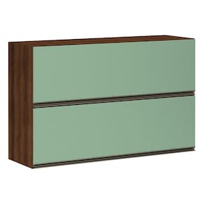 Armário Cozinha Duplo 120 Cm 2 Portas Dourado Com Verde