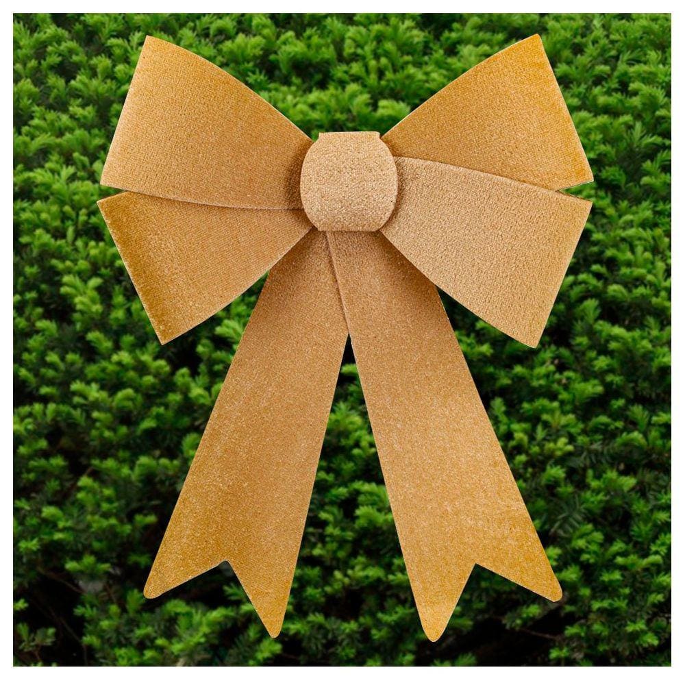 Kit 2 Enfeites Árvore Natal Laço Dourado Veludo 27cm