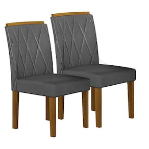 Kit 02 Cadeiras Sala De Jantar Mdf Freijó,Chumbo