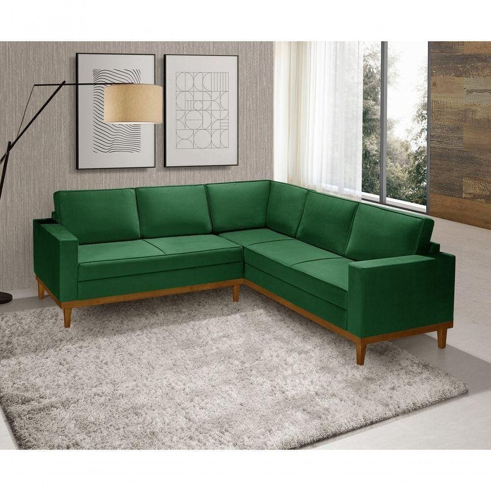Sofá De Canto Living 5 Lug. Madeira De Reflorestamento Verde