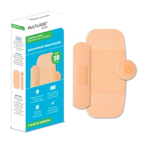 Curativos Respiráveis Sem Látex 3 Tamanhos Diferentes 30 Unidades Multilaser Saúde