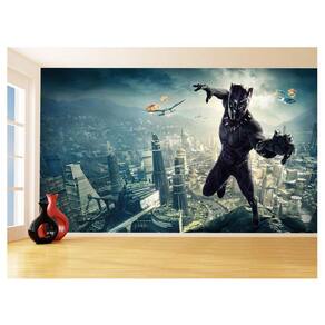 Papel De Parede 3D Heróis Pantera Negra Marvel 3,5M Nhma296