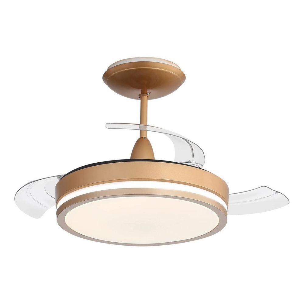 Ventilador Teto Retrátil Controle Remoto 3 Pás Mini Dourado