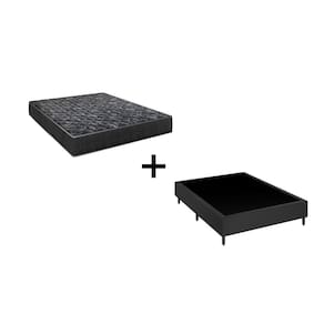 Cama Box Casal 138 Tecido Sintético Preto com Colchão Lisboa Espuma D28 Preto Bello Box