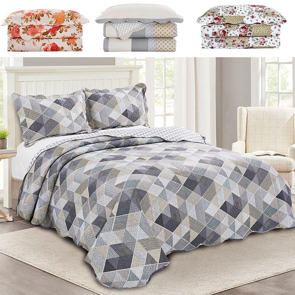 Colcha Cobre Leito Casal 3 peças dupla face Bordada Matelassê Estampada - Camesa