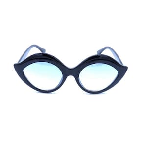 Óculos De Sol Bad Rose Preto Com Lente Degradê Azul