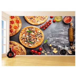 Papel De Parede 3D Alimentos Pizza Receita Sabor 3,5M Al454