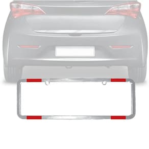 Par Moldura de Placa Cromada para Carro com Refletor Especial 405x135mm