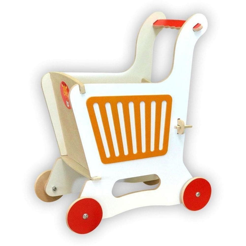 Carrinho De Supermercado Em Madeira - Laranja