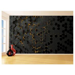 Papel De Parede 3D Colméia Moderno Gamer Amarelo 3,5M Txt39