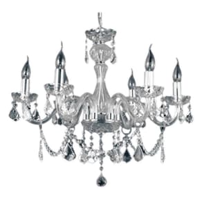 Lustre Pendente Harmonia Cristal 6 Braços Para Led 64 Cm