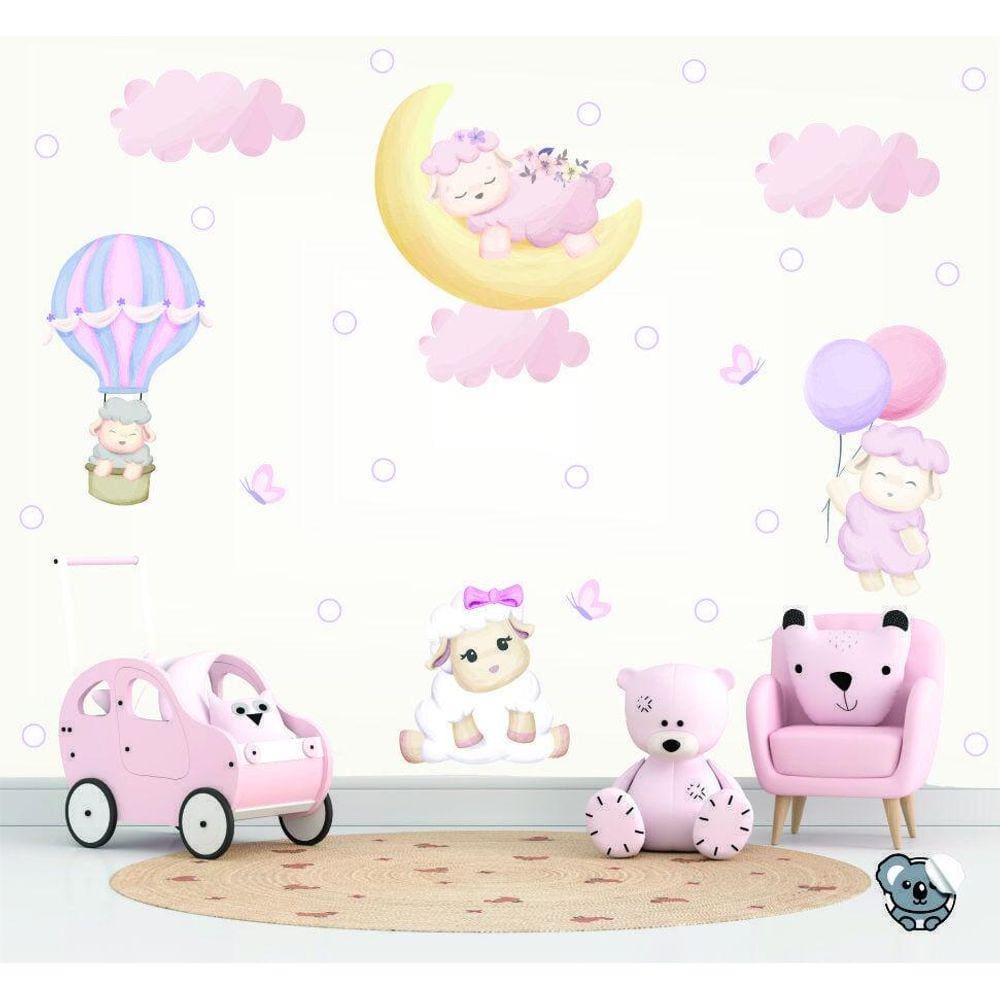 Kit Adesivo De Parede Infantil Ovelhas Cute Baby