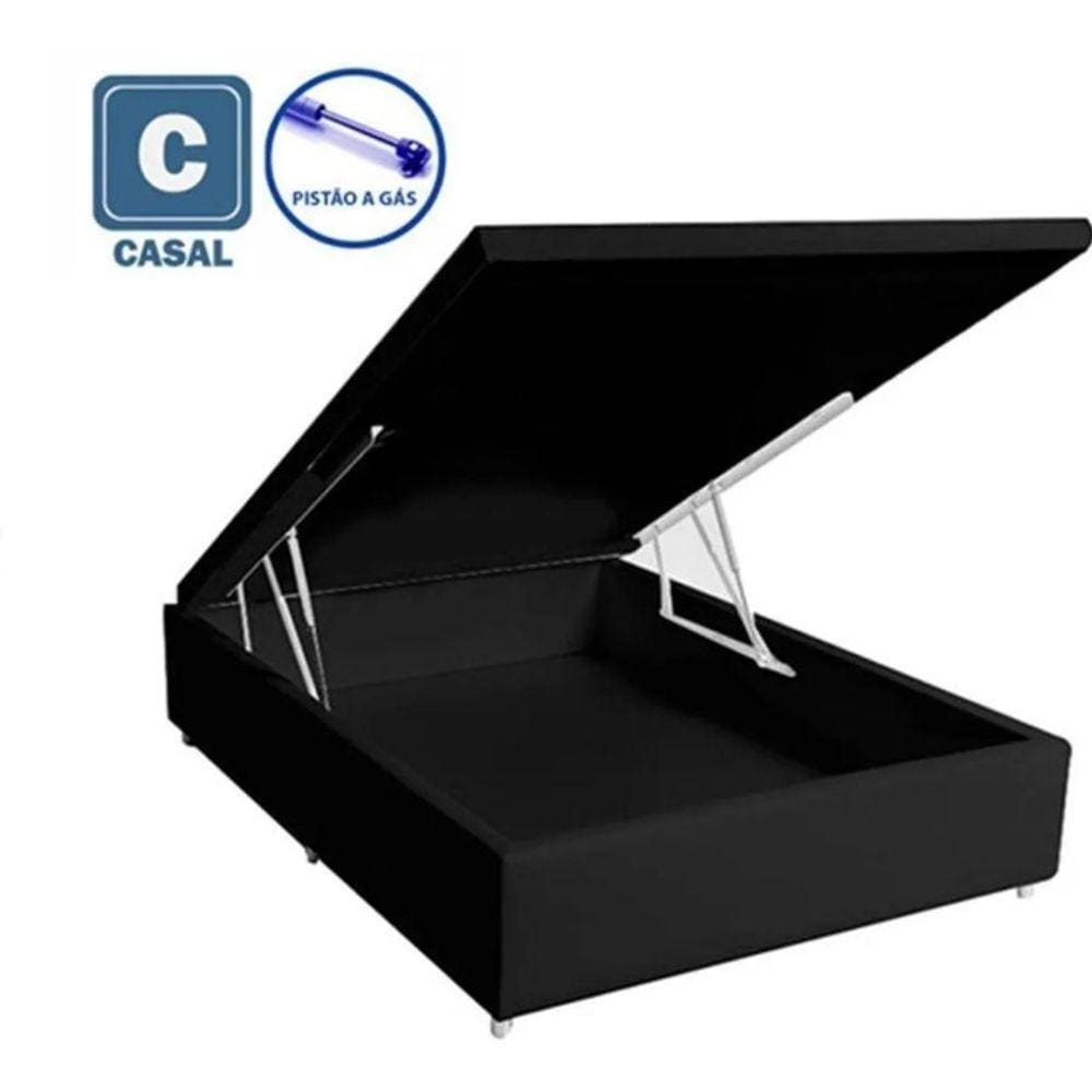 Base Box Baú Casal Corino Preto - 138x188x35