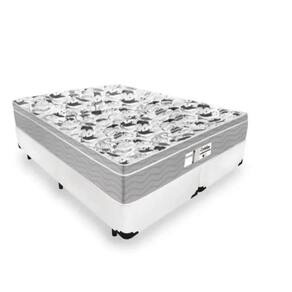 Cama Box Casal Bipartido Tecido Sintético Branco com Colchão De Molas Ensacadas - Probel Evolution