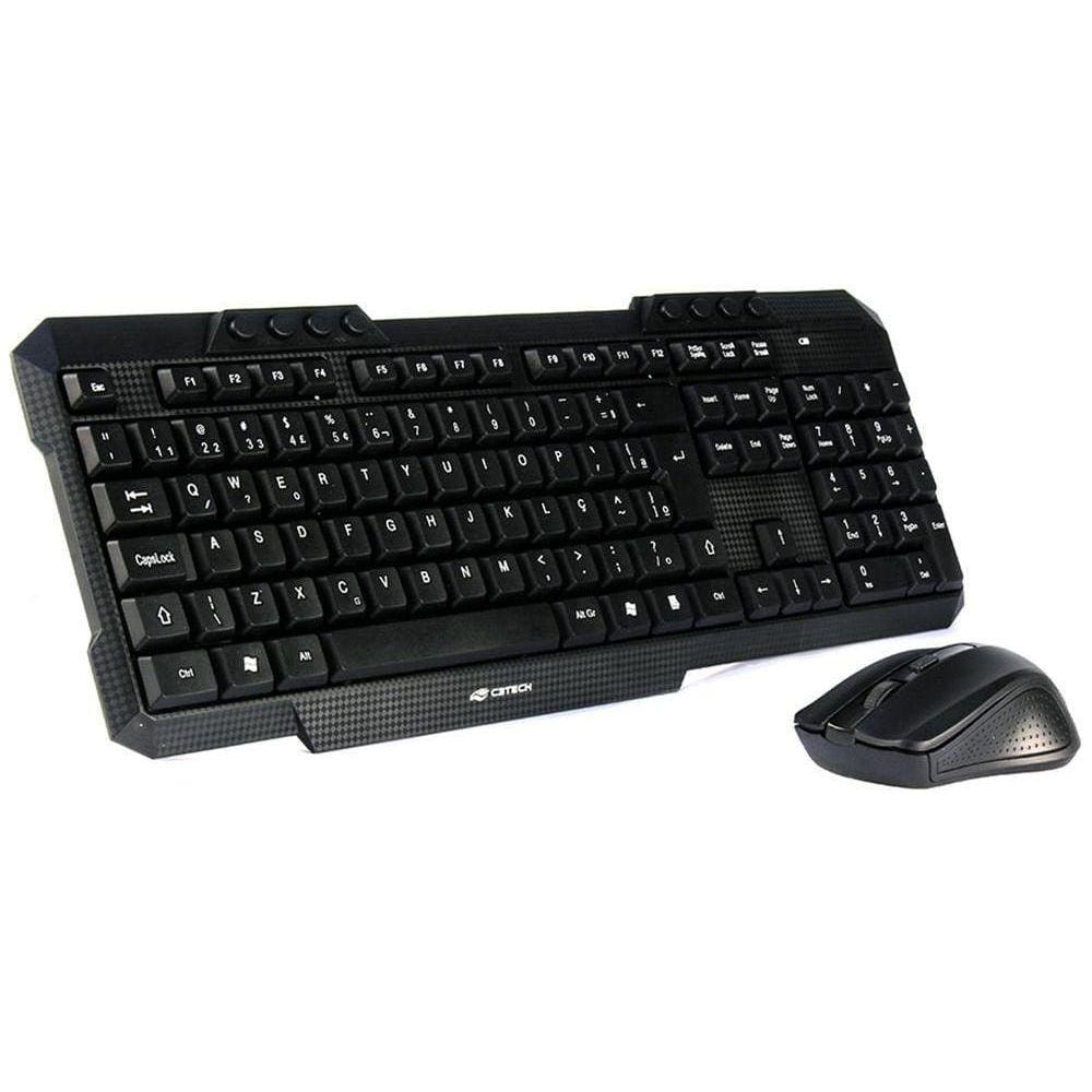 Kit C3 Tech Teclado E Mouse Usb Abnt2 Preto Sem Fio K-W10Bk