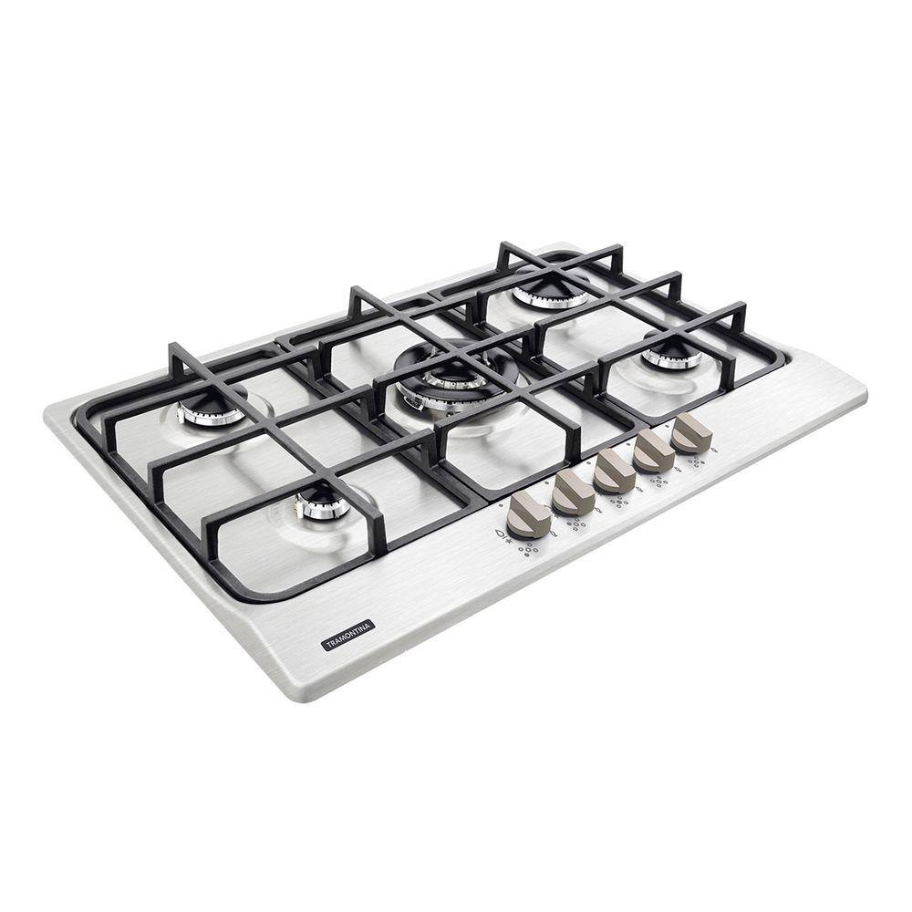 Cooktop 5 bocas mesa inox bivolt Black Friday Vale Pix Casas Bahia