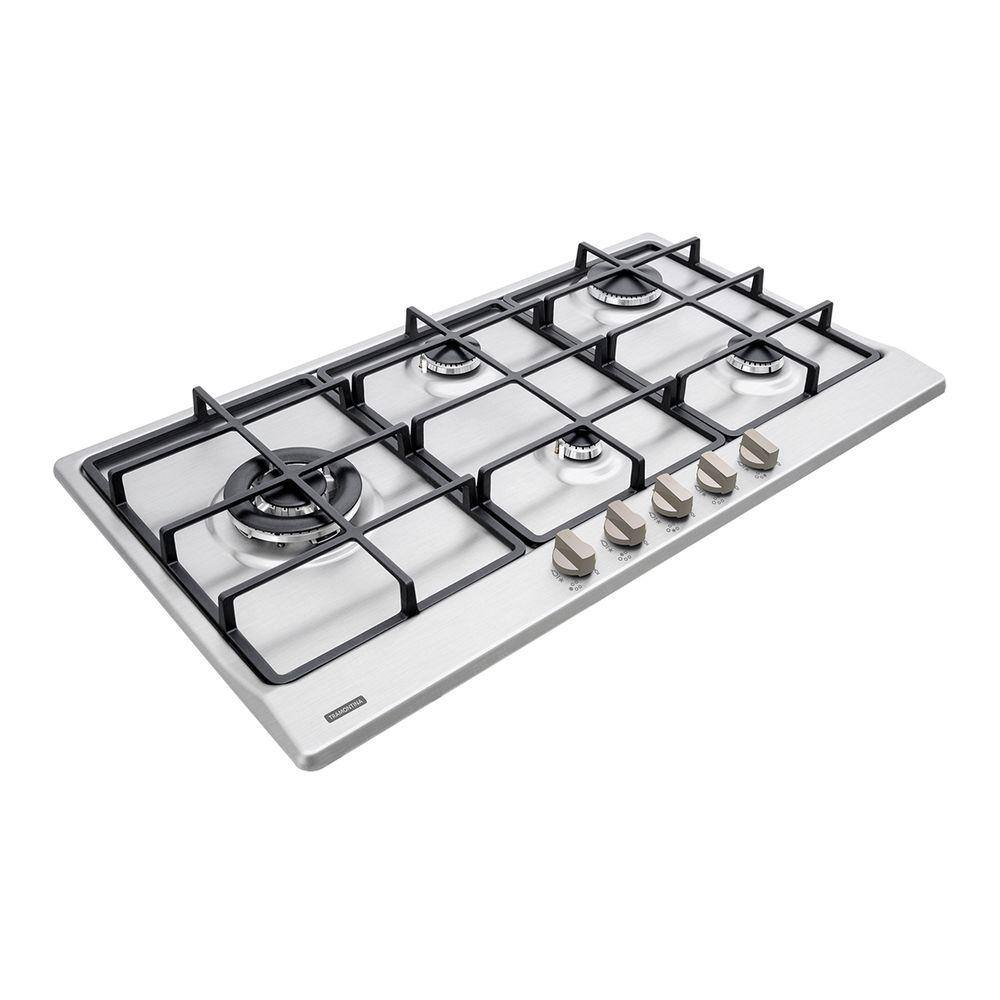 Cooktop 5 bocas mesa inox bivolt Black Friday Vale Pix Casas Bahia