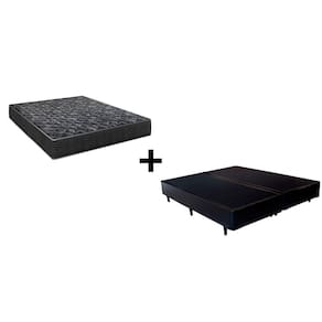 Cama Box King 193 Bipartido Tecido Sintético Preto com Colchão Lisboa Espuma D28 Preto