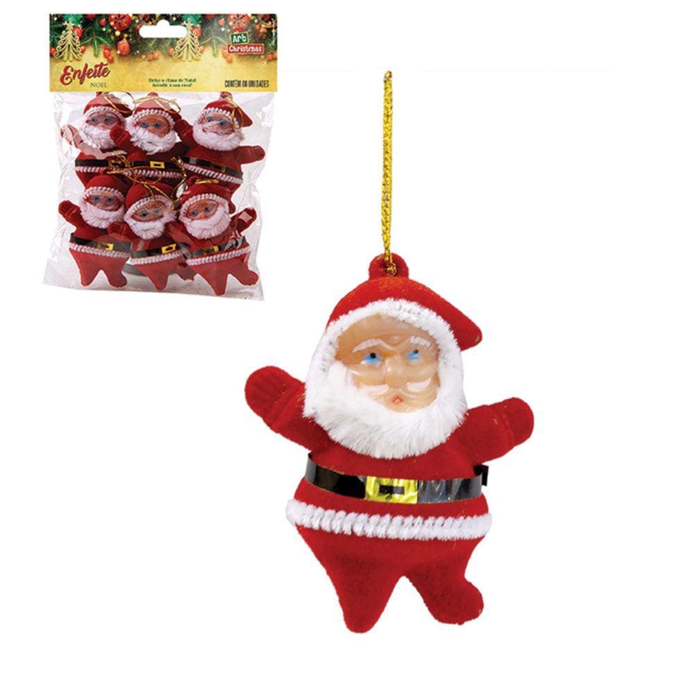 Kit 6 Papai Noel Para Enfeites Natalinos 6,5cm - Vermelho