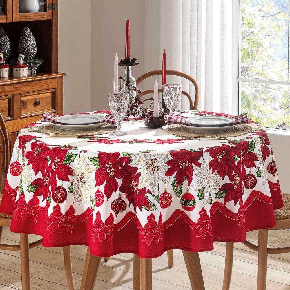Toalha de Mesa Redonda 4 Lugares Dohler 1,60m - Natal 104