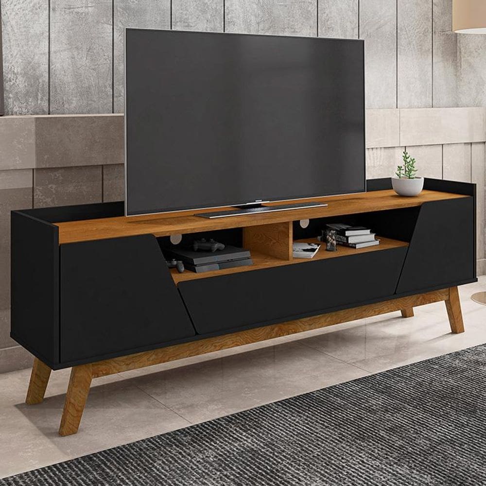 Rack Sala Florença para TV até 70 Polegadas com Pés Madeira