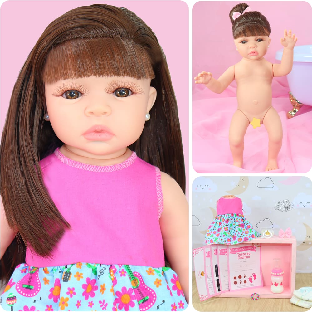 Carrinho de Boneca para Bebê Reborn, com Boneca Bebê de Vestidinho