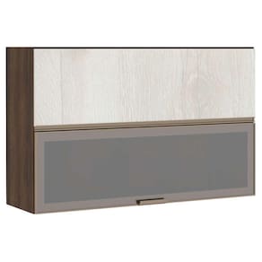 Armário Aéreo 120cm 2 Portas Prata Dourado Com Legno Crema