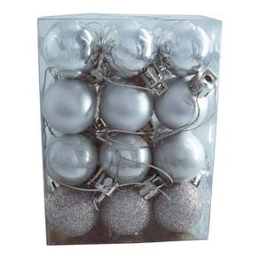 Kit Com 24 Bolas Natalina Arles Pequena 2,5cm Prata