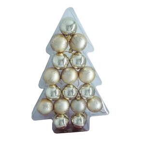 Kit Com 17 Bolas Natalina 5cm Champagne Árvore De Natal