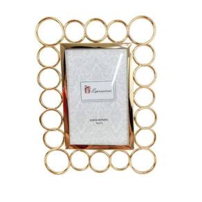 Porta Retrato Dourado Para Foto 10X15Cm Metal Argola