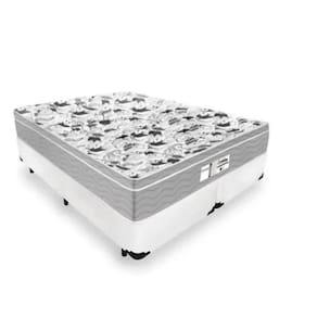Cama Box Casal Bipartido Tecido Sintético Branco com Colchão De Molas Ensacadas - Probel Evolution