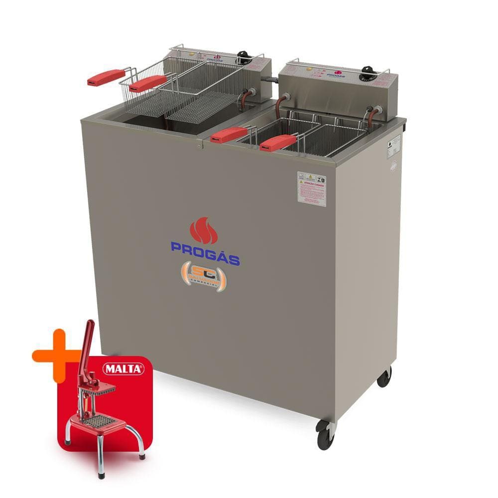 Fritador Elétrico 3500W Água e Óleo Pr-200e 18L Individual Progás 220V e Cortador de Legumes