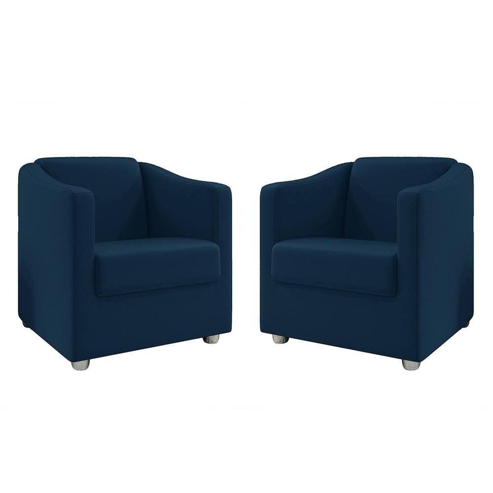 Kit 2 Poltronas Decorativa Tilla Suede Azul Marinho Dal Poz Estofados