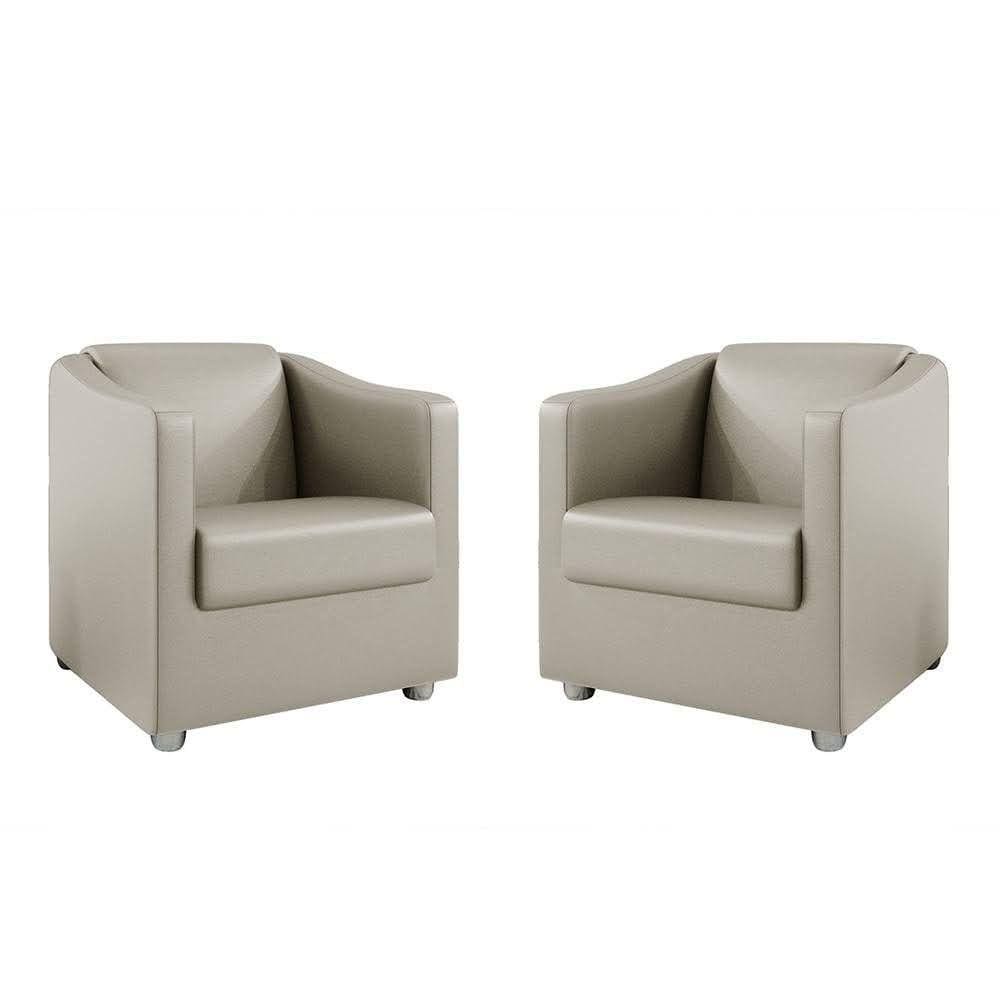 Kit 2 Poltronas Decorativa Tilla Corino Bege Dal Poz Estofados